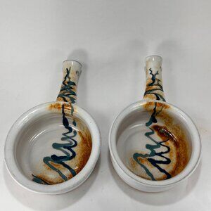 Brenner Tolliver Pottery Handcrafted Stoneware Hollow Handle Soup Bowl White